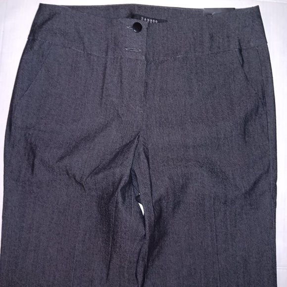 SANDRO STUDIO MODERN FIT COTTON BLEND WIDE LEG DRESS PANTS - Picture 1 of 10